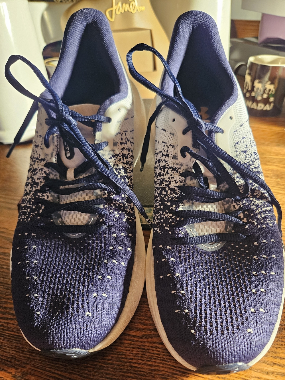 Under Armour Navy and White Knit Women's Running Sneakers Notre Dame
